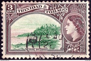 TRINIDAD & TOBAGO 1953 QEII 3c Deep Emerald & Purple-Brown SG269 FU