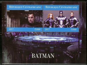 CENTRAL AFRICA 2017  BATMAN  SET OF TWO  SHEETS  OF TWO MINT NH