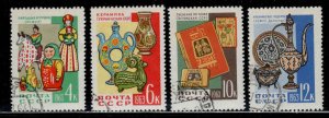 Russia #2701-04 ~ Clpt Set of 4 ~ Handcrafts, Dolls, Pottery ~ CTO,  LHM  (1963)