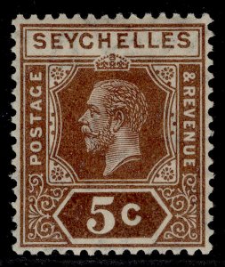 SEYCHELLES GV SG84, 5c deep brown, LH MINT.