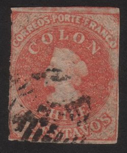 1856 Chile 5c, Used, Sc 9b