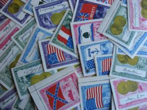 USA 48 MH Paul Helms famous american events etc labels. Note 15 have thins.