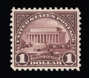 EXCELLENT GENUINE SCOTT 571 VF-XF MINT OG NH 1923 VIOLET BROWN $1 LINCOLN #19012