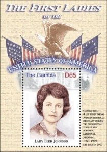 GAMBIA FIRST LADIES OF THE UNITED STATES - LADY BIRD JOHNSON  S/S MNH