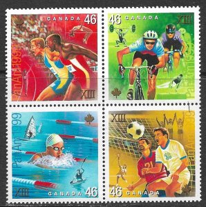 CANADA 1999 PAN AMERICAN GAMES Sports Set As Se-tenant Block Sc 1804a MNH