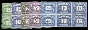 Southern Rhodesia #J1-6 Cat$75, 1951 Postage Dues, complete set in blocks of ...