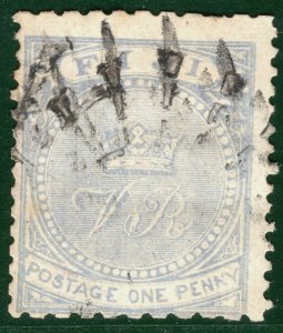 FIJI QV Classic Stamp SG.46 1d Ultramarine (1882) Used Cat £50- PIBLUE24