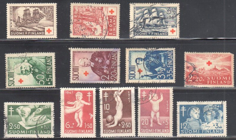 Finland #B24 Mint H and B25-26, B27, B29-30, B37, B82 to B86 All Used