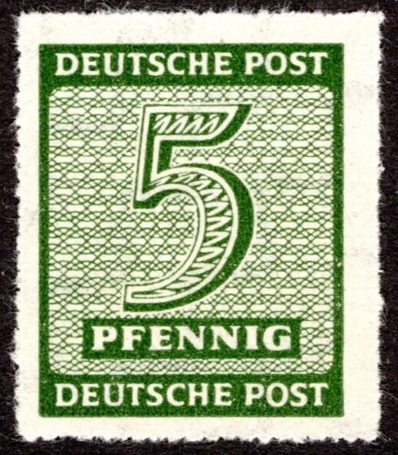1945, Germany, 5pf, MNH, Mi 116DX (Rouletted 16)