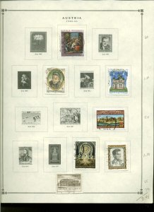 Collection, Austria Part E Scott Pages, 1893/1988, Cat $95, Mint & Used