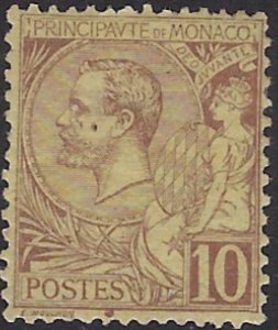 Monaco 15 MH 1891 issue spot on face (SSB)(ad4432)