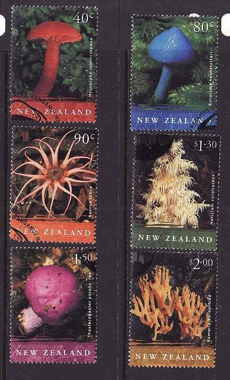 New Zealand-Sc#1768-73-used set-Mushrooms-Fungi-2002-