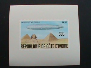 1977-IVORY COAST STAMP: SC#444A HISTORY OF THE ZEPPELIN SERIES IMPERF:-MNH STAMP