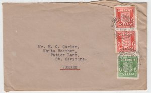 Guernsey 1941 ½d  Arms & pair 1d, on commercial cover