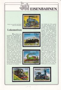 SA24b Paraguay 1982 Old Locomotives, used stamps in leaf