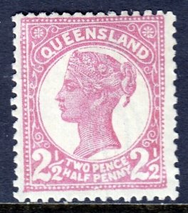 QUEENSLAND — SCOTT 110 (SG 214) — 1895 2½d QV ROSE — MH — SCV $27