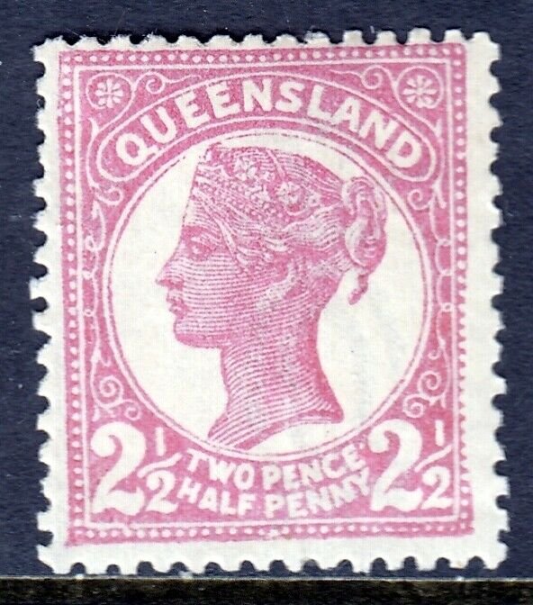 QUEENSLAND — SCOTT 110 (SG 214) — 1895 2½d QV ROSE — MH — SCV $27