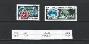 RUSSIA - 1976 TWO USED STAMPS - SCOTT 4531 AND 4537