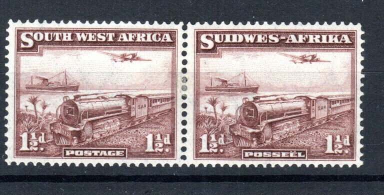 South West Africa 1937 1 1/2d Mail Train  SG 96 MH horizontal pair