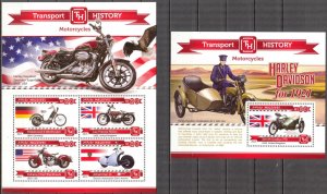 Maldive Islands 2015 Motorcycles Harley Davidson Sheet + S/S MNH