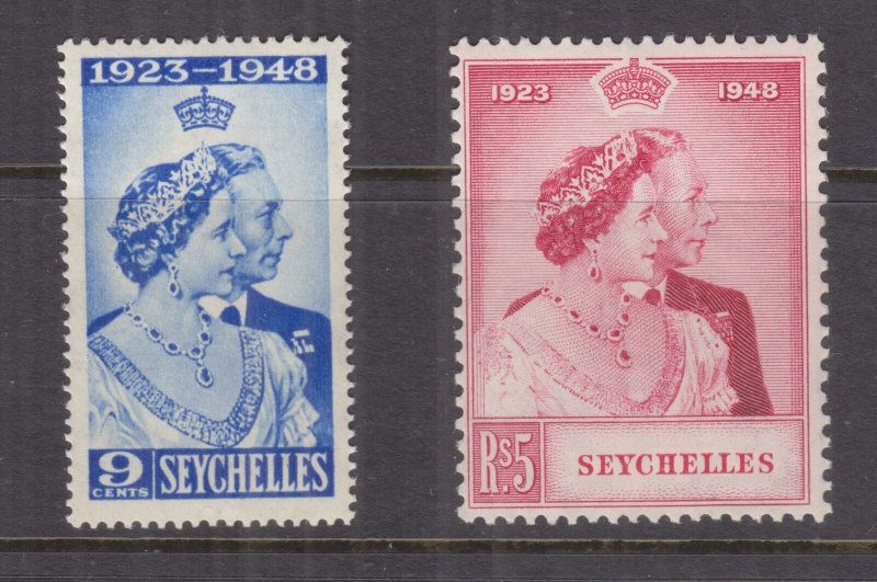 SEYCHELLES, 1948 Silver Wedding pair, mnh.