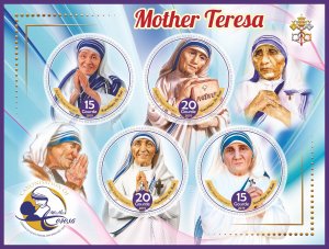 Stamps. Famous people. Mother Teresa 2019 year 1+1 sheets perforated