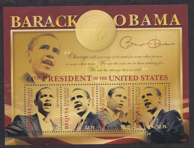 St. Vincent - Bequia, Barack Obama, U.S. President, NH, 1/2 Cat.