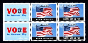 POSTER STAMPS AMVETS 1960 - BLOCK OF 6 (MNH-OG) 