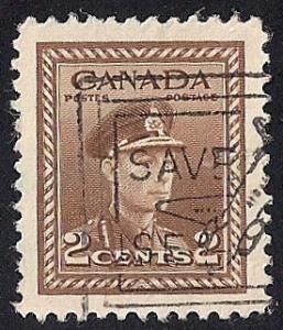 Canada #250 2 cent Rare P Crash LOGO used EGRADED XF93 XXF