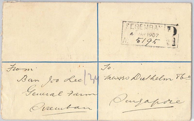 51927 - STRAITS SETTLEMENTS: Malay State - POSTAL STATIONERY COVER 1907 - TIGER