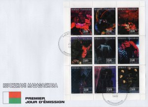 Malagasy Republic  1999   HALLOWEEN - MONSTERS Sheetlet (9)  Perforated  F.D.C.