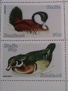 STAFFA-SCOTLAND-COLORFUL BEAUTIFUL LOVELY BIRDS-DUCKS-MNH S/S-VERY FINE