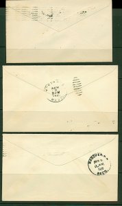 USA 1930 trio of 2c Massachusetts Bay Colony covers with different postmarks  FU