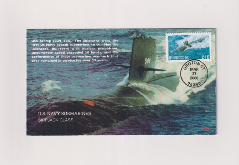 US Navy Submarines Los Angeles Class 33c , BGC FDC, USS Scamp Sc #3372 (S30662) 