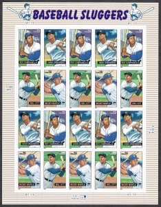 United States #4080-4083 39¢ Baseball Sluggers (2006).  Mini-sheet of 20. MNH