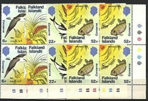 FALKLAND IS 1984 Marine life set plate blocks of 4 MNH.....................93831