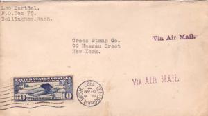 United States Washington Bellingham 1927 machine  10c Lindbergh Airmail  Smal...