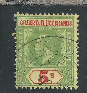 GILBERT & ELLICE IS 1912-24 5s GREEN & RED/YELLOW FU SG 23 CAT £65