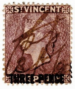 (I.B) St Vincent Revenue : Stamp Duty 3d on 1d (unlisted error)