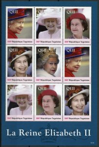 Togo 2013 MNH Reign Elizabeth II 9v Sheetlet I Queen Royalty La Reine Togolaise