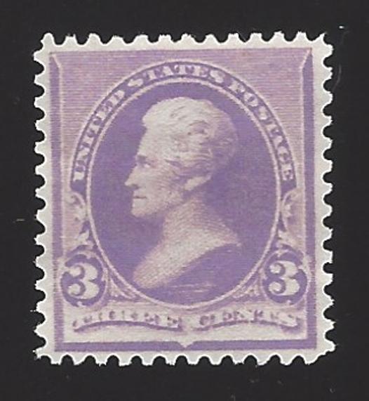 US #221 1890-93 Bright Purple Perf 12 Mint NG VF SCV $65