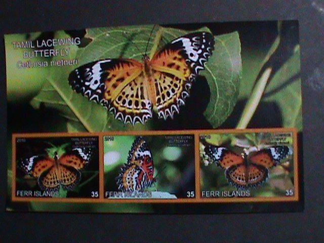 ​FERR ISLAND STAMP-2010 COLORFUL BEAUTIFUL LOVELY BUTTERFLY MNH MINI SHEET-VF