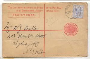 Australia New South WAles registered envelope 1907 Scarce (A