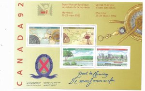 Canada  1407 ai  1992  S/S VF Mint  NF  ( signed )