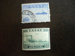 Stamps - Greece - Scott# 490, 496 - Mint Hinged & Used Part Set of 2 Stamps