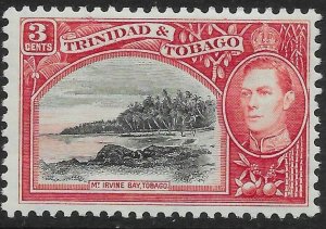 TRINIDAD & TOBAGO SG248 1938 3c BLACK & SCARLET MTD MINT