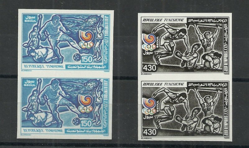 1988 - Tunisia- Imperforated pair-Summer Olympic Games, Seoul-South Korea 