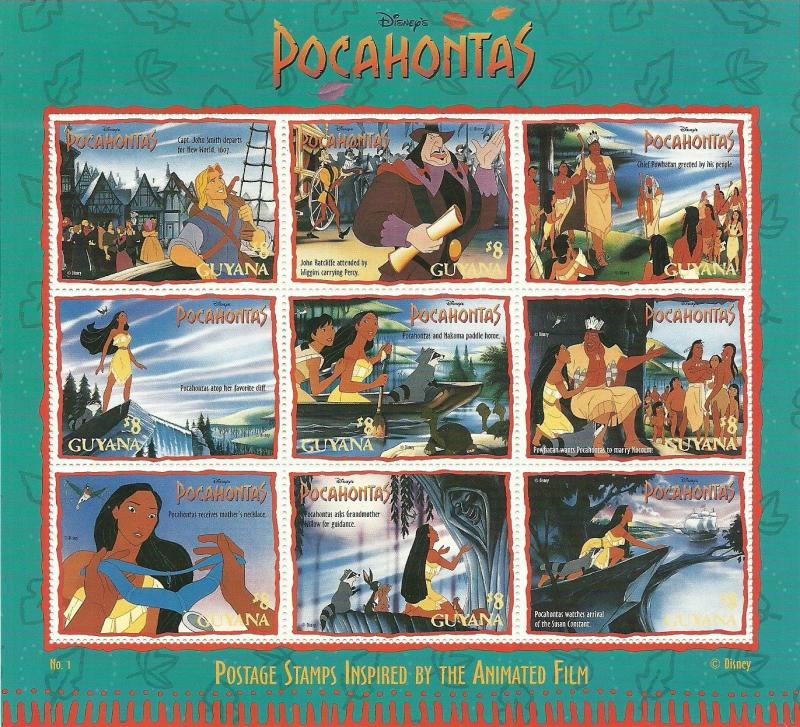 Guyana: Walt Disney's Pocohontas: Miniature Sheet: 1995