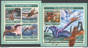 2017 Niger Flying Dinosaurs Prehistoric Animals #5378-81+Bl777 ** Fd1054