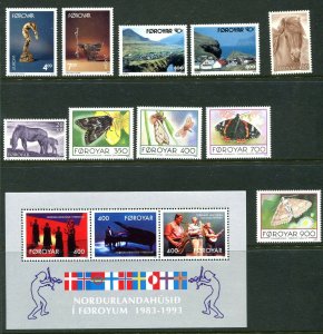 Faroe Islands 247s - 259 Stamps of 1993  CV $23.60